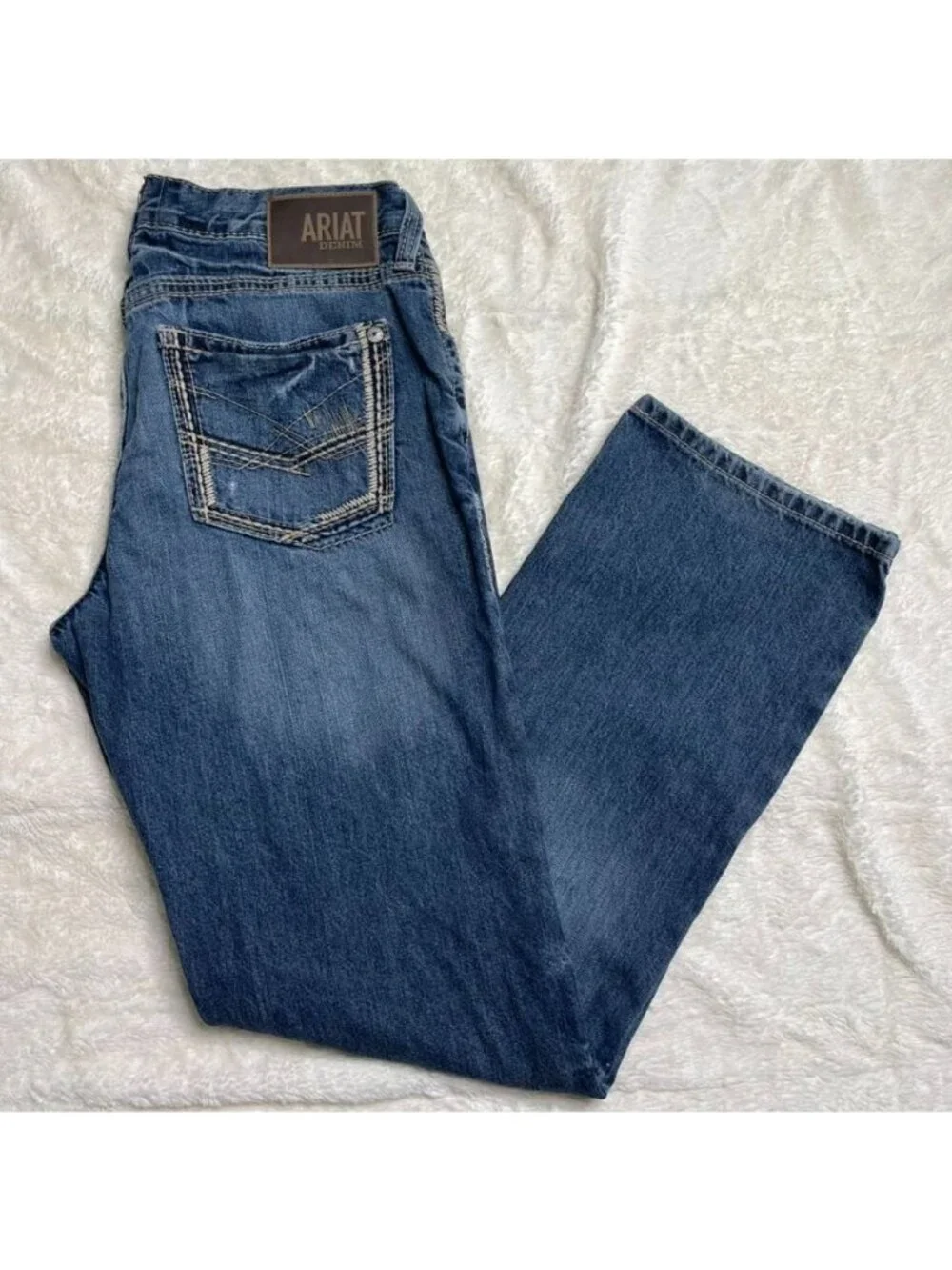 Ariat M5 Mens Straight Leg Jeans Blue Denim Size 34x33 Western Work Med Wash